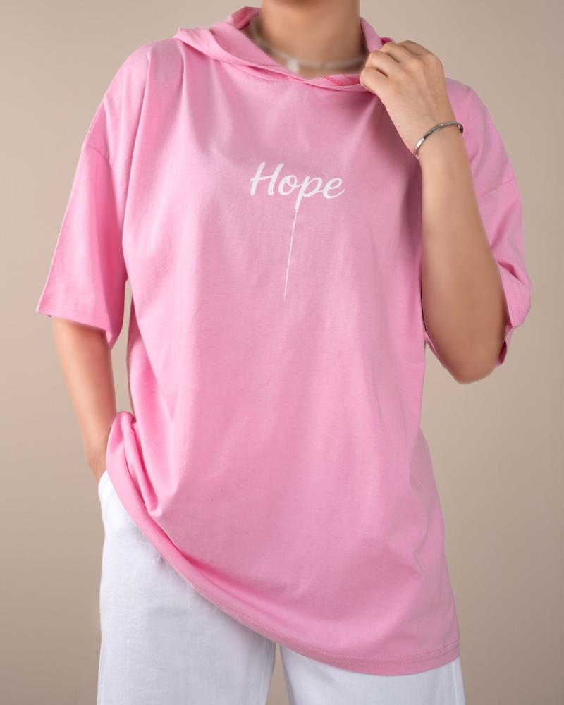 تیشرت باکسی کلاه دار Hope کد 24463