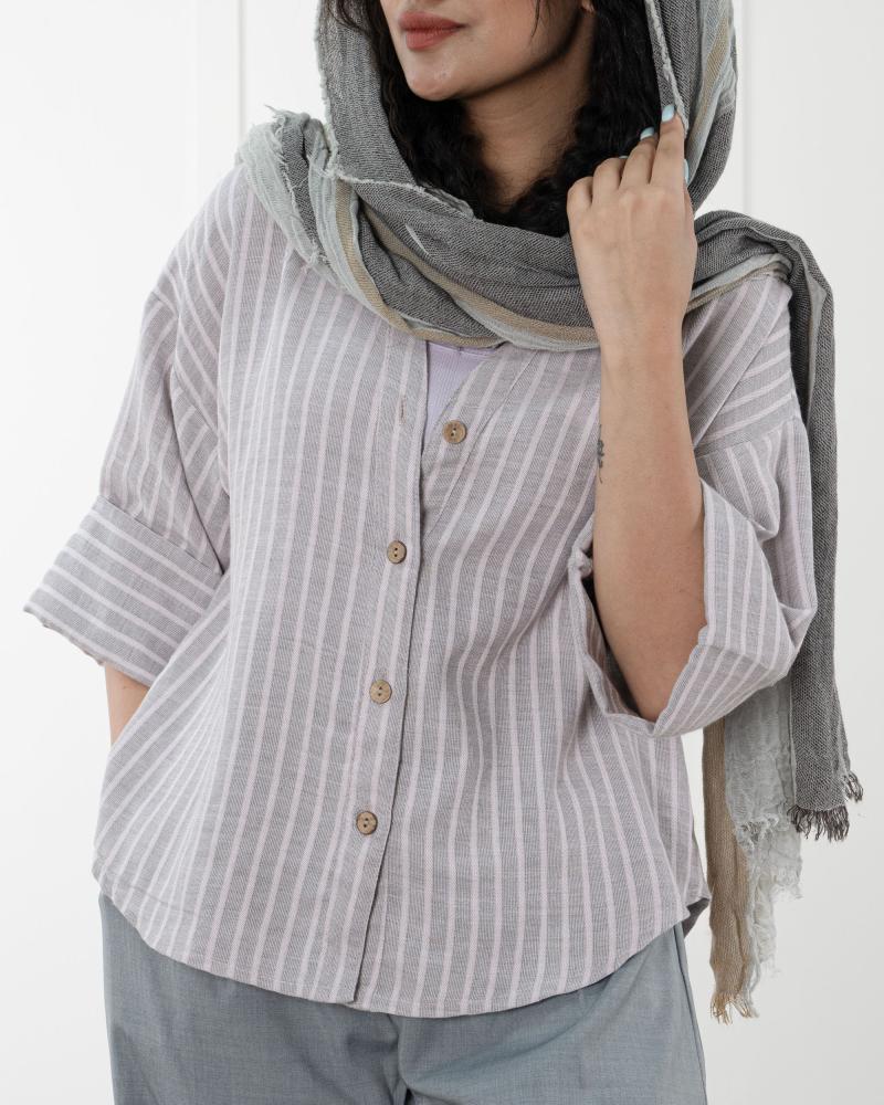 شومیز راه راه یاسی کد 23359