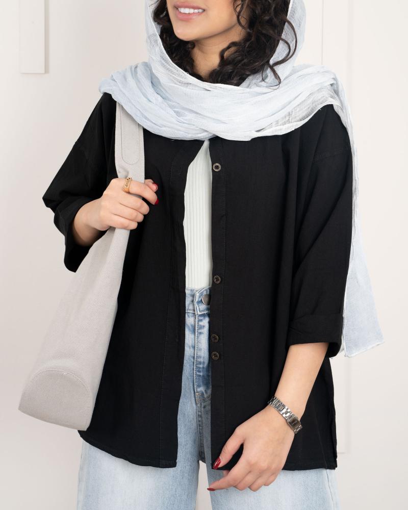مانتو لینن پنبه مشکی کد 23718