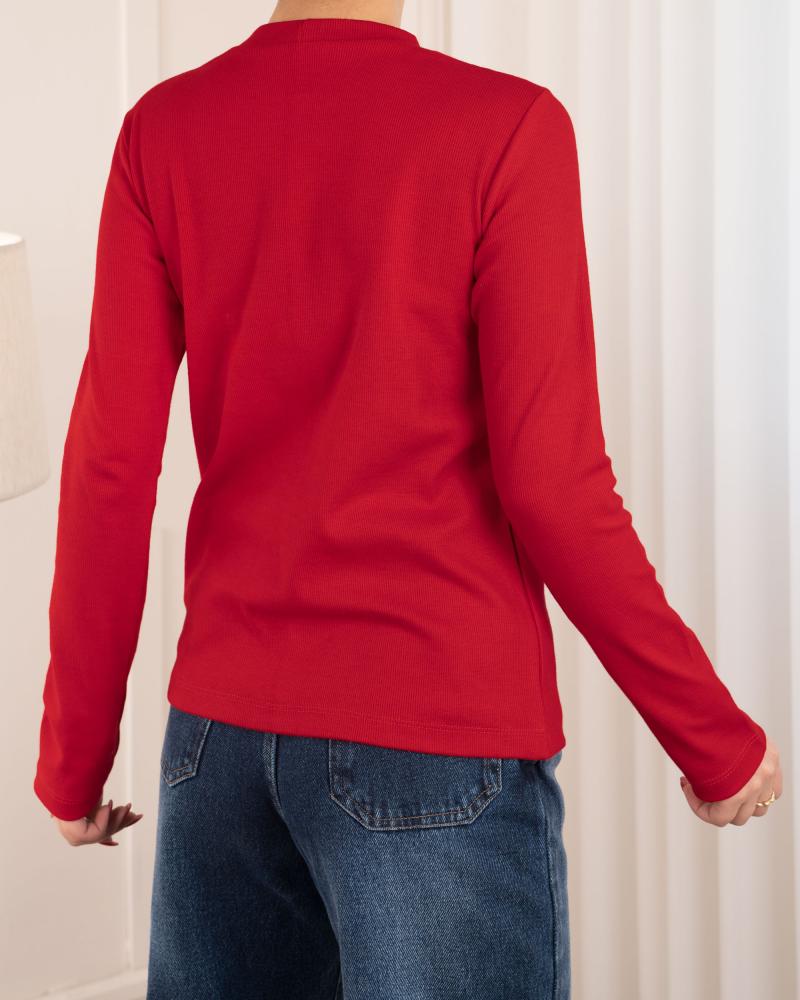 بلوز کبریتی ساده یقه گرد کد 28203