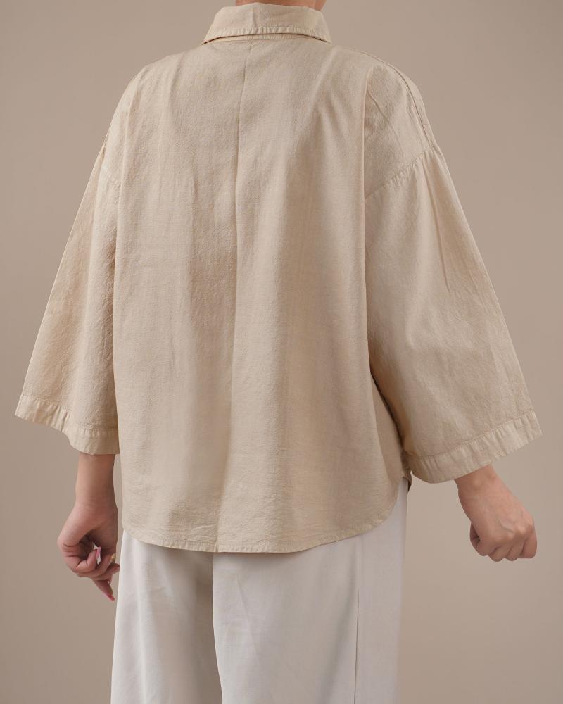 شومیز تک جیب کرم کد 29896