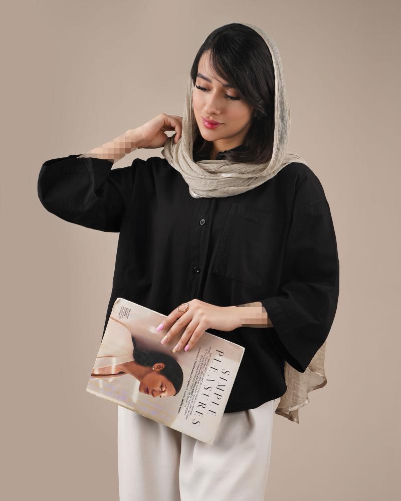 شومیز تک جیب مشکی کد 29895