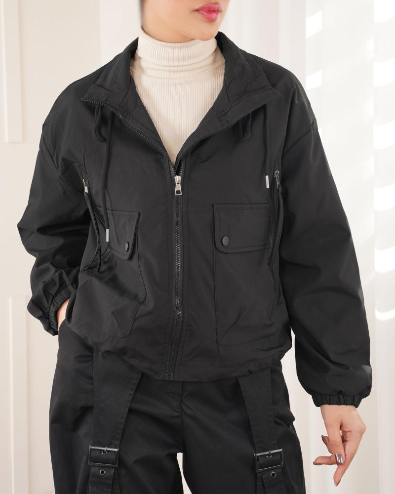 بامبر بارانی مشکی ساده کد 26209