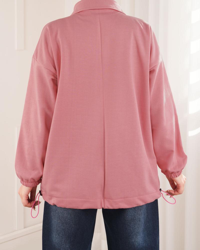 دورس نیم زیپ ساده صورتی کد 27044