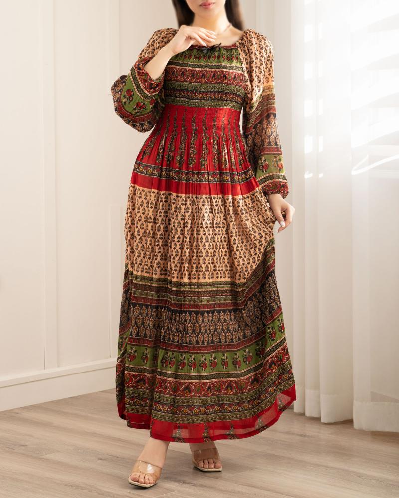 پیراهن طرحدار هندی کد 27055