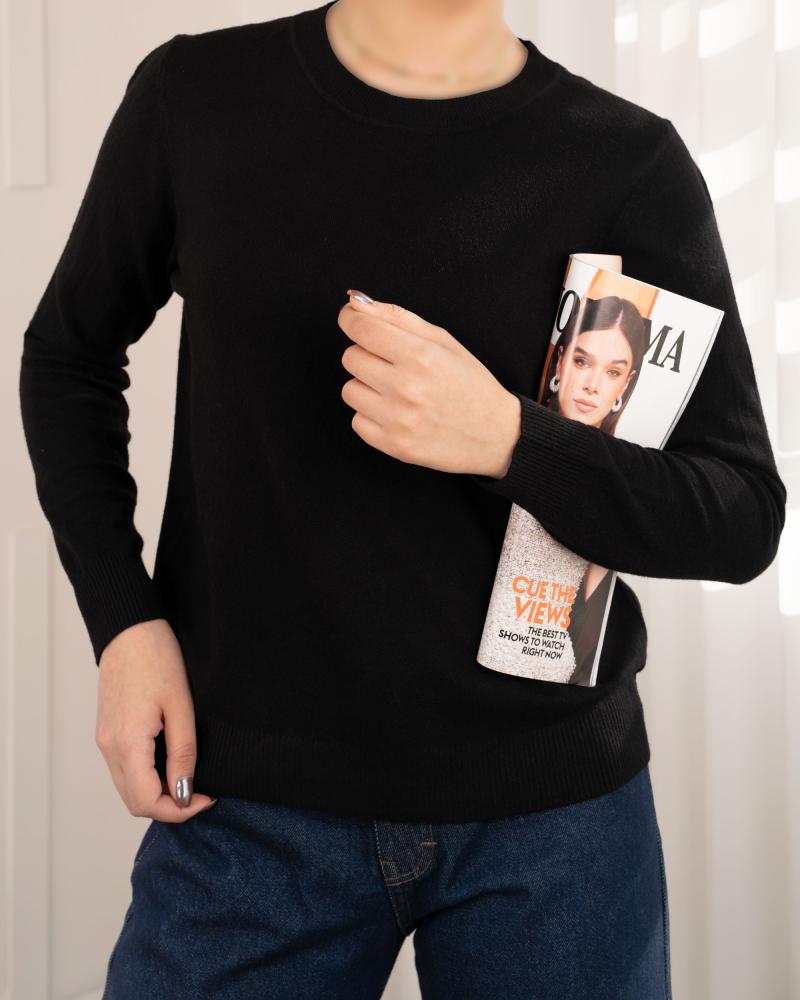 بلوز بافت بیسیک مشکی کد 26234