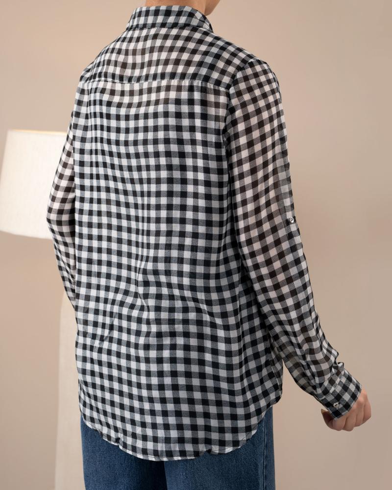 شومیز چهارخونه حریر ( قواره کوچک ) کد 29128