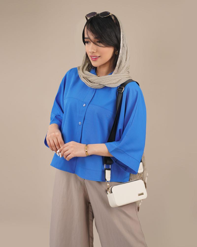 شومیز مودال آبی کد 30296