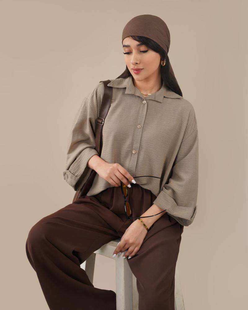 شومیز اسلپ شکلاتی روشن کد 30294