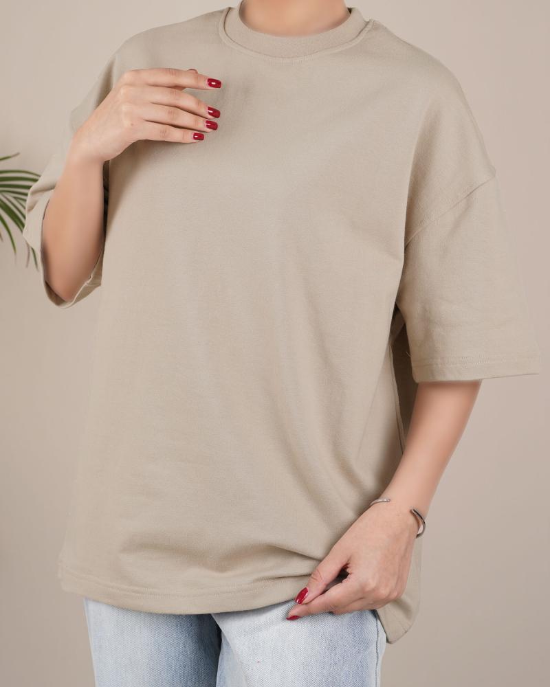 تیشرت ساده کرم کد 24425