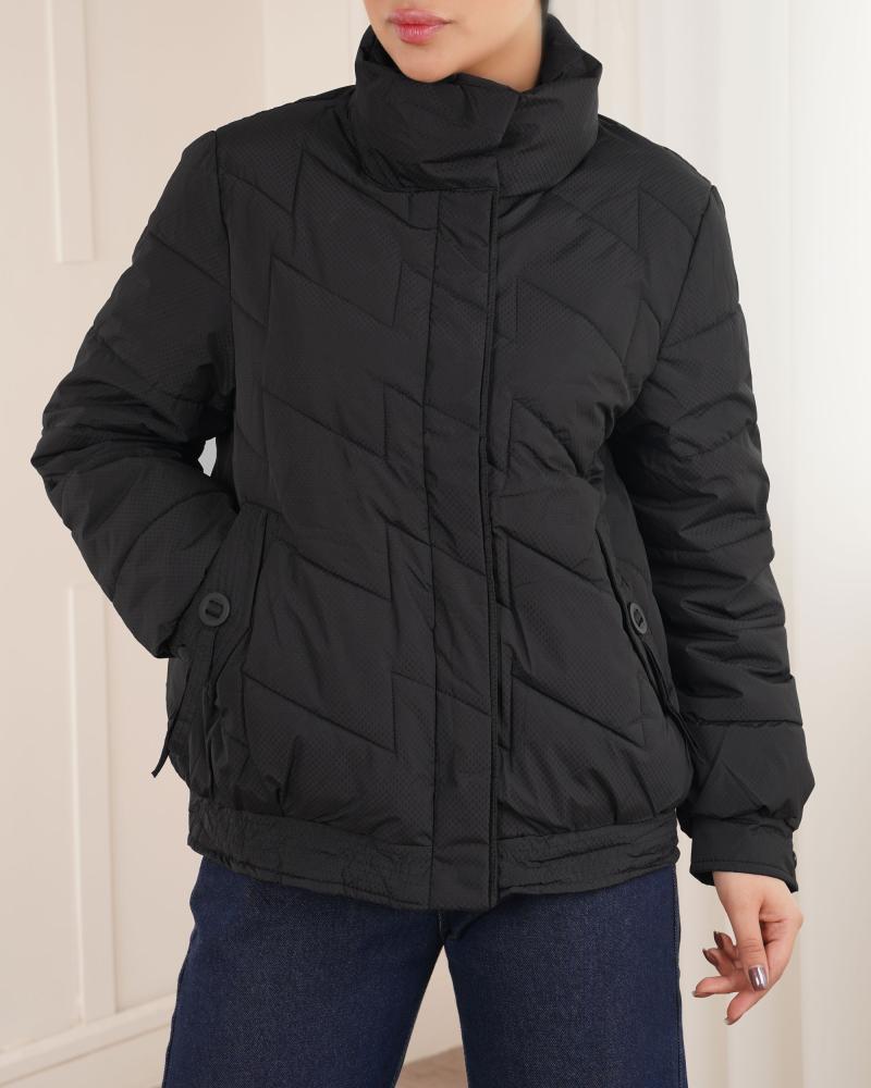 کاپشن یقه ایستاده مشکی کد 26245