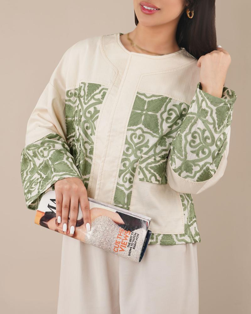 کت لینن گلدوزی کد 30323