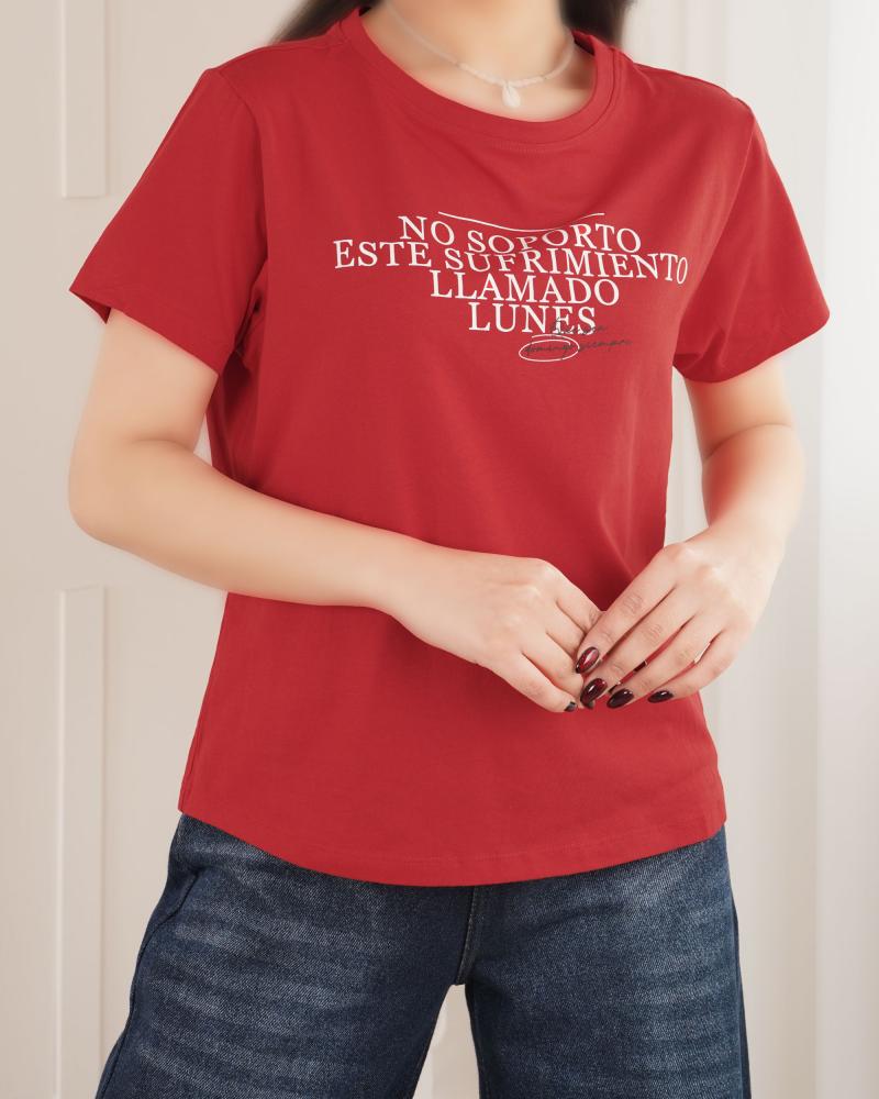 تیشرت نخ و پنبه قرمز کد 27170