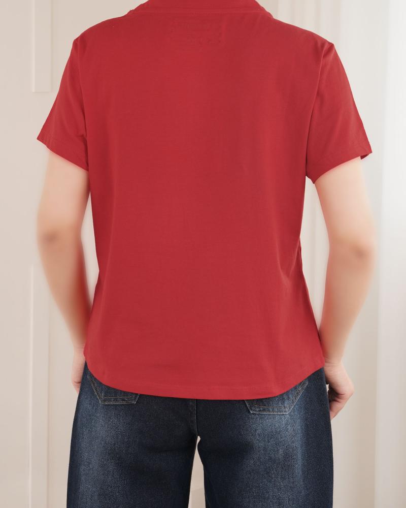 تیشرت نخ و پنبه قرمز کد 27170