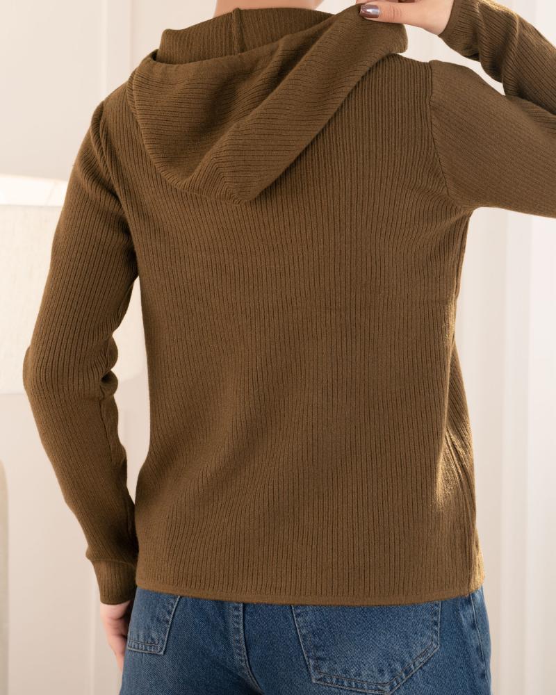 بافت نیم زیپ کلاه دار کد 26272