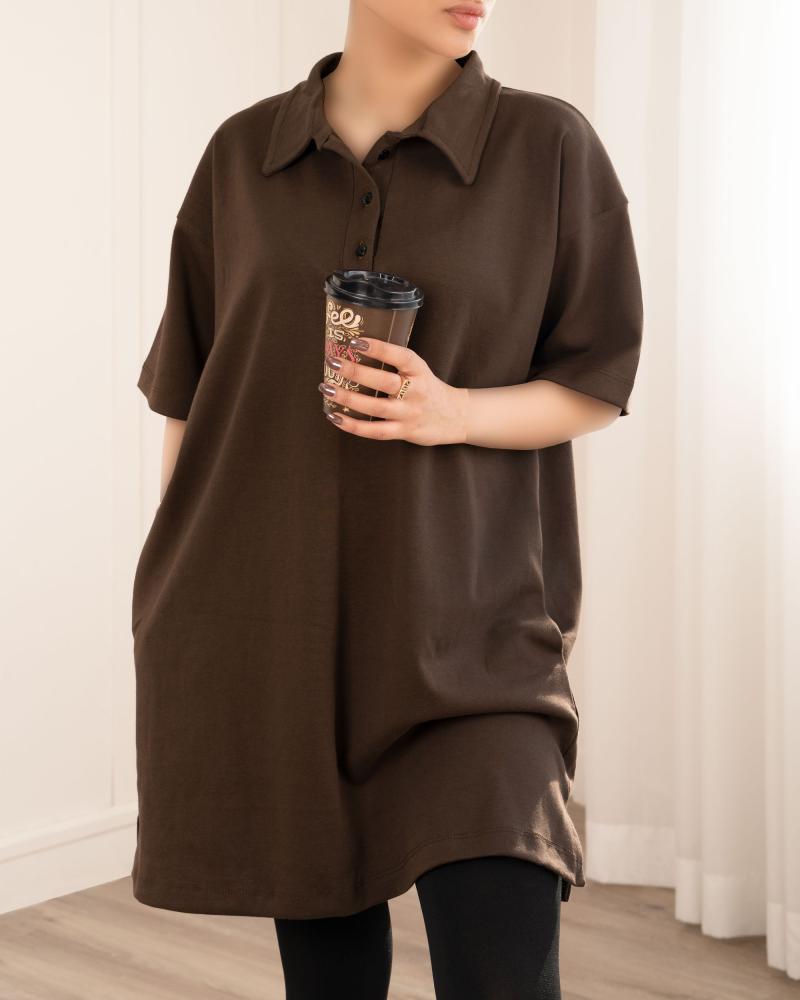 پیراهن اسپرت قهوه ای کد 26277