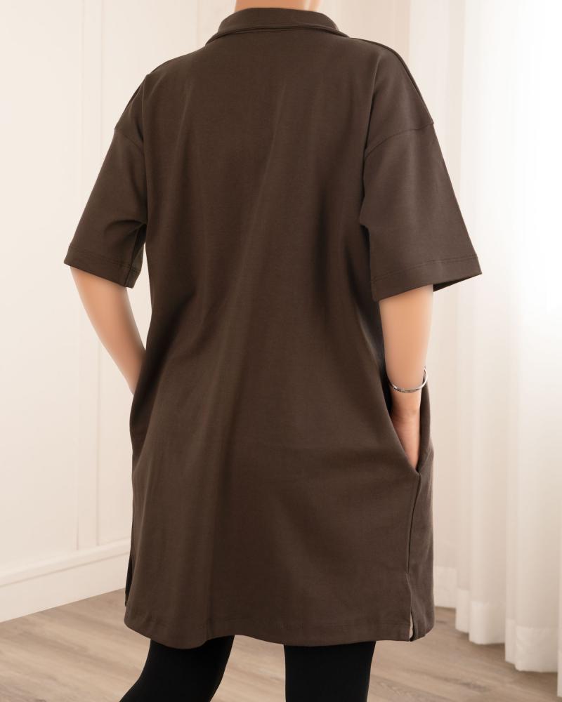 پیراهن اسپرت قهوه ای کد 26277