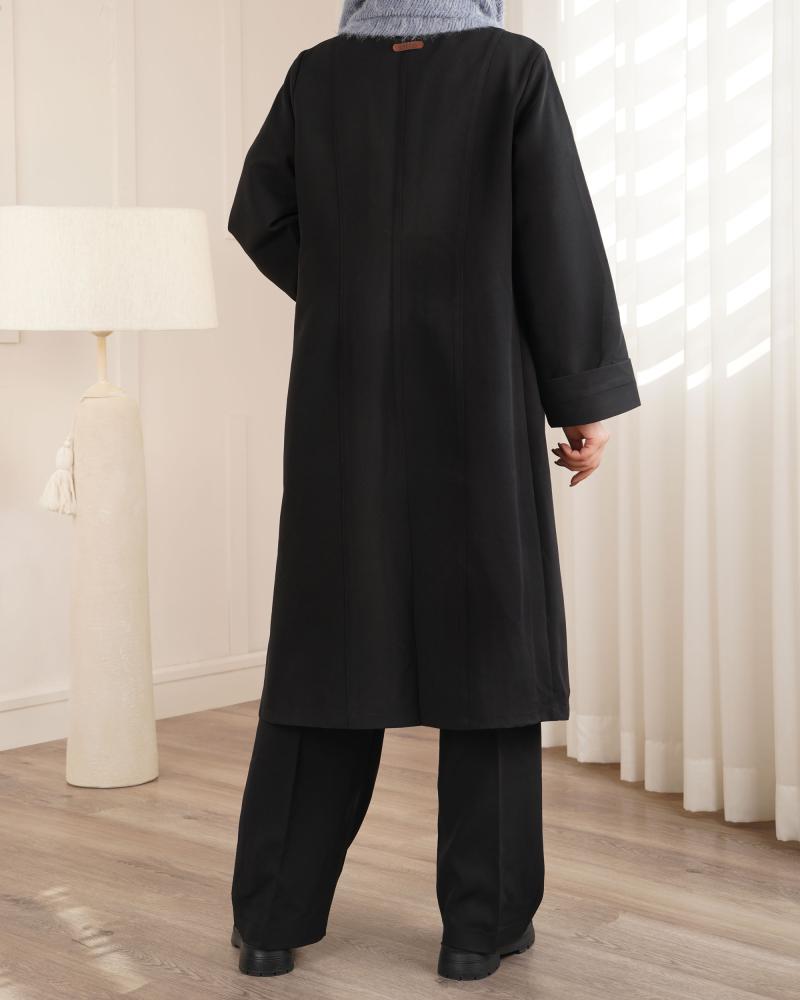 مانتو بلند ساده مشکی کد 26282