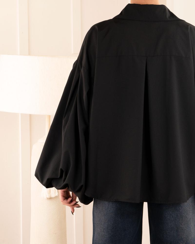 شومیز آستین پفکی مشکی کد 27179