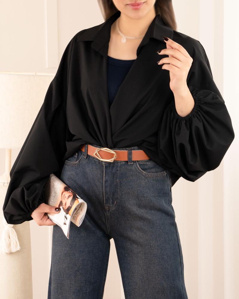 شومیز آستین پفکی مشکی کد 27179