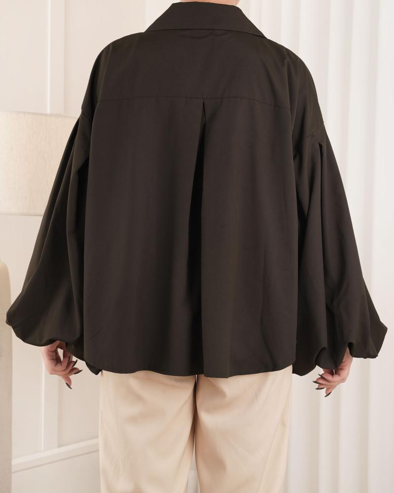 شومیز بیسیک قهوه ایی کد 27181