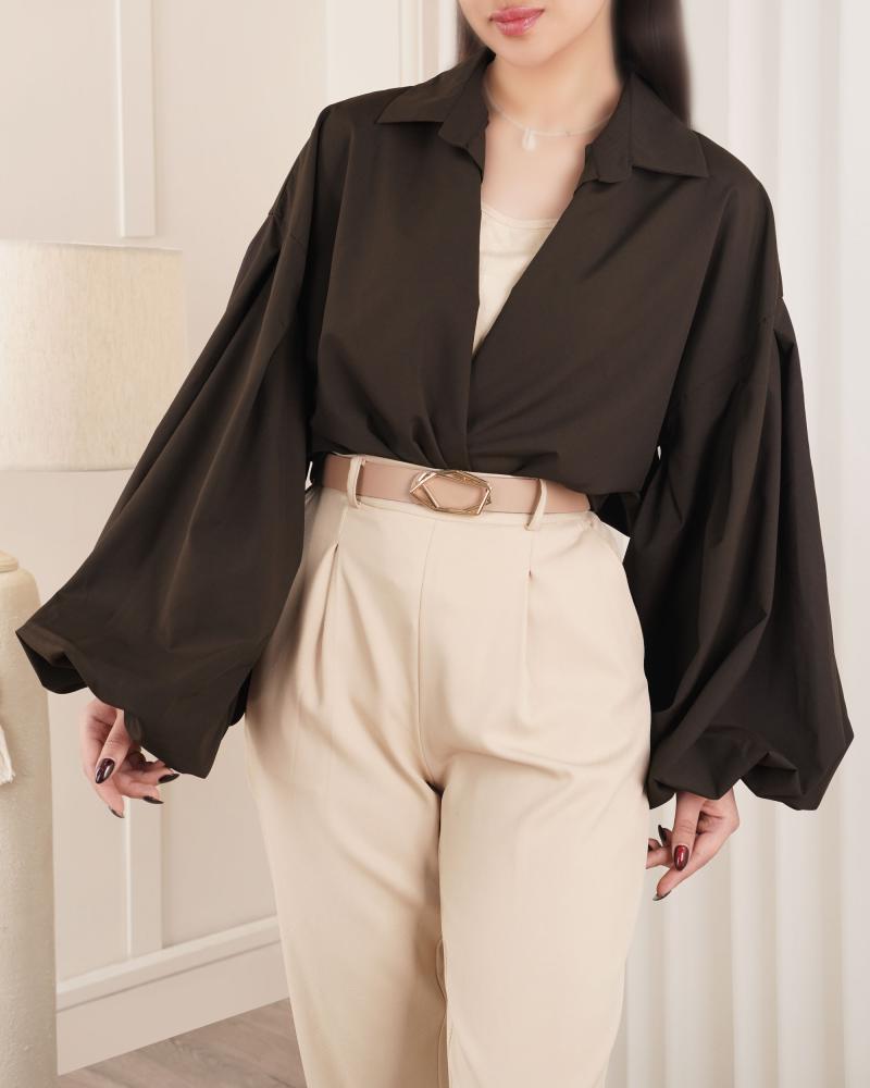 شومیز بیسیک قهوه ایی کد 27181