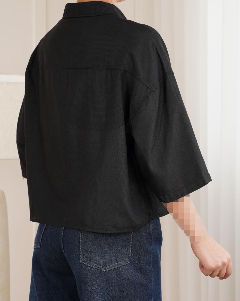 *شومیز وارداتی مشکی ( 5 سایز ) کد 29219