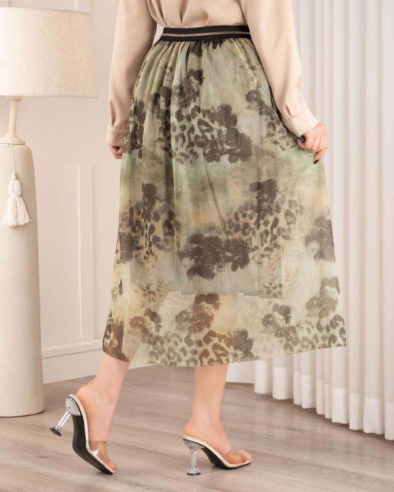 دامن طرحدار سبز کد 27205