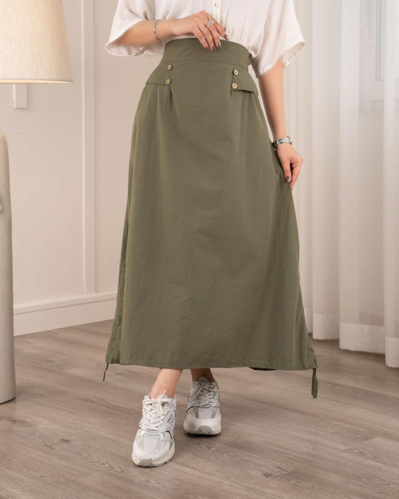 دامن لینن سبز کد 26317