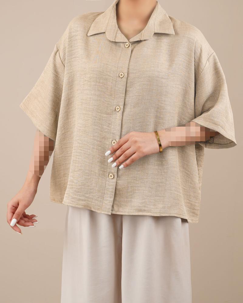 شومیز باکسی کرم کد 30402