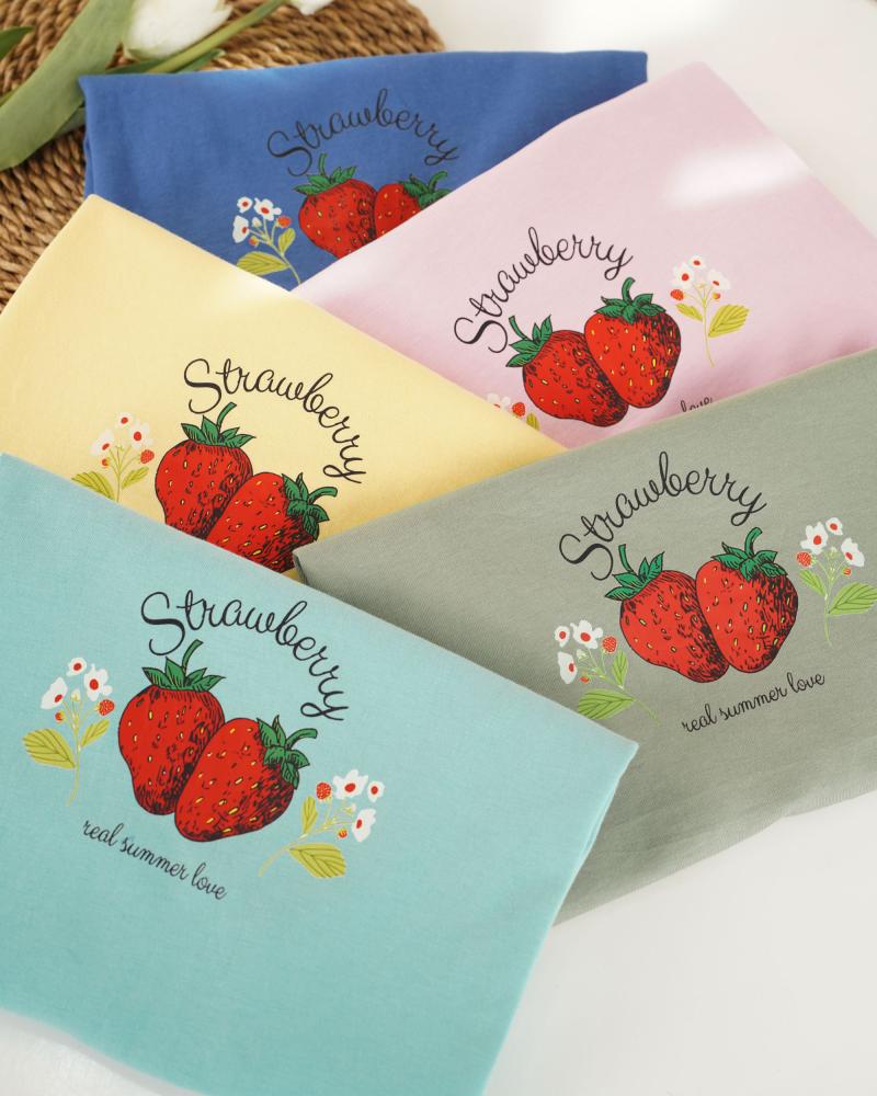تیشرت نخ و پنبه strawberry ( xs تا 2xl ) کد 27251