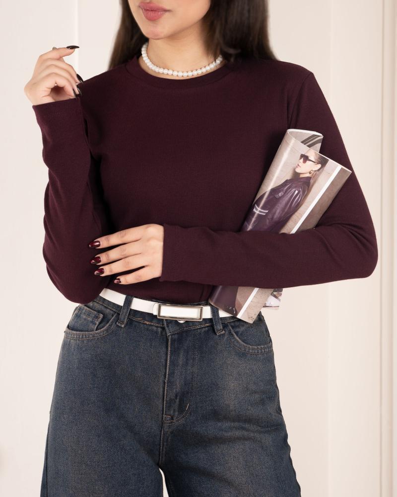 بلوز کبریتی یقه گرد کد 27245