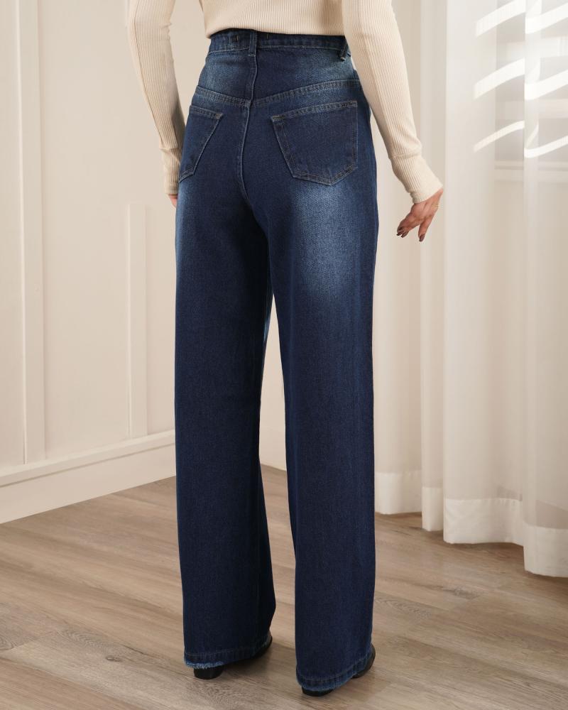 شلوار جین نیم بگ پانیدا کد 40359