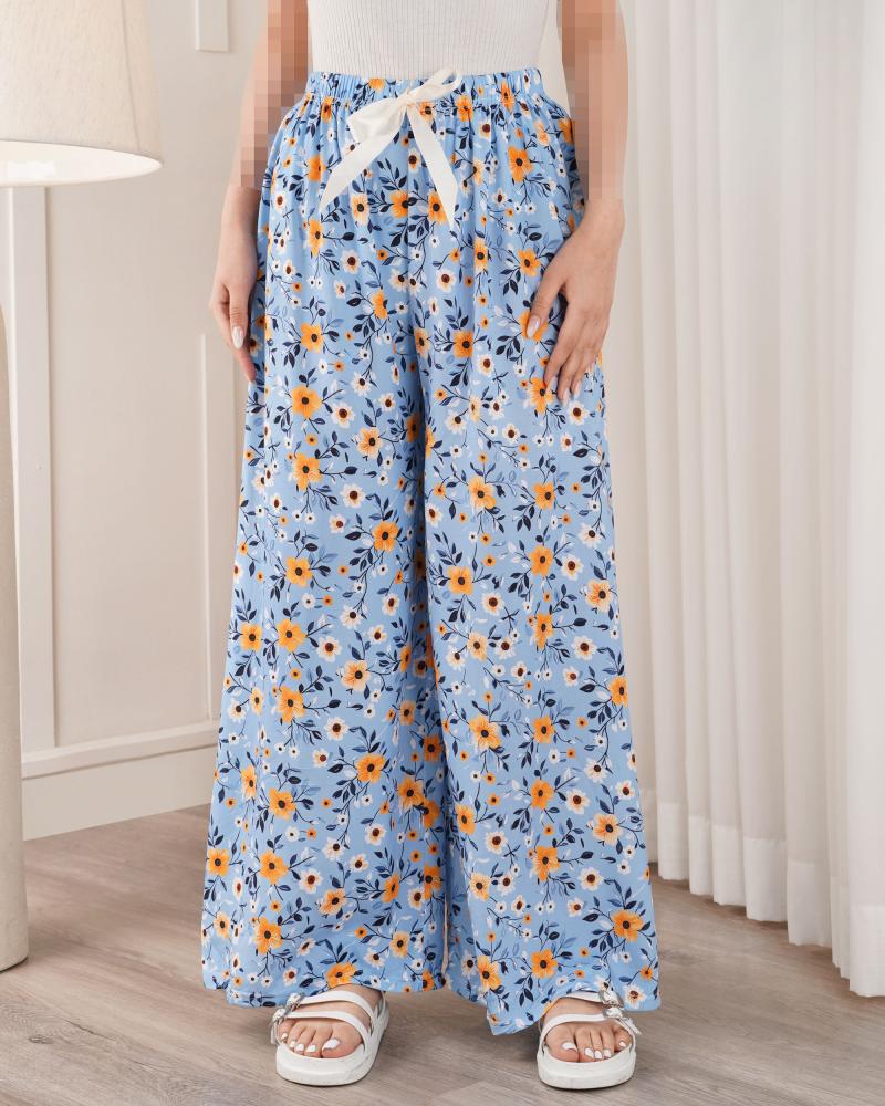 شلوار راحتی نخی گلریز کد 29289