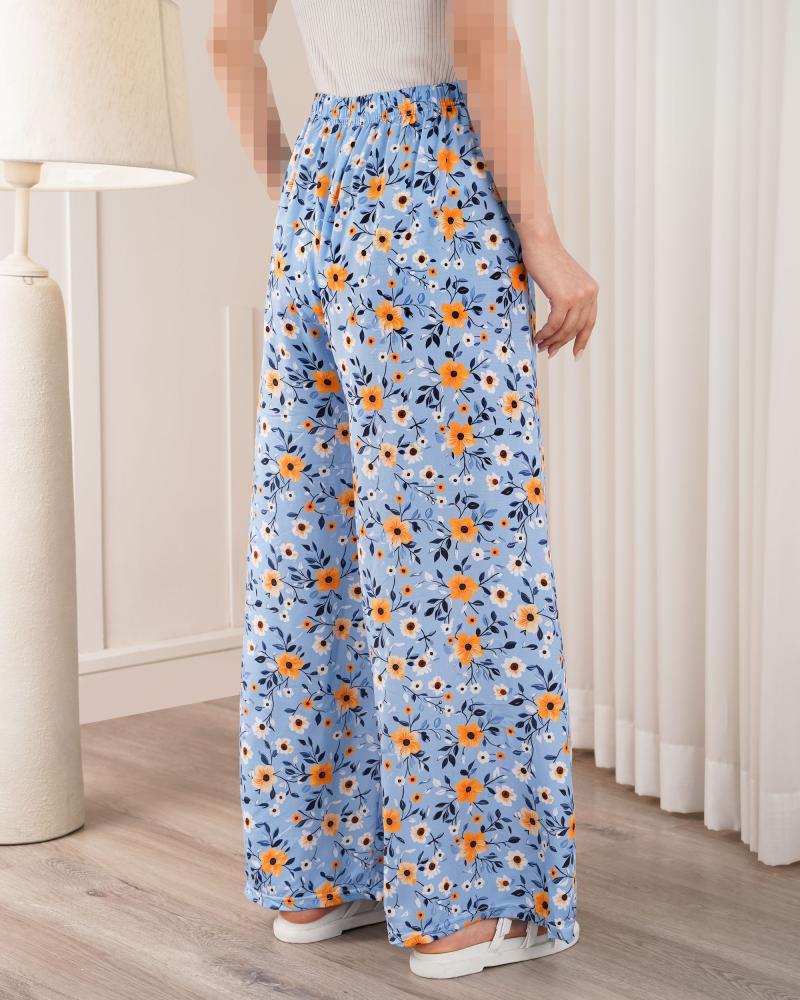 شلوار راحتی نخی گلریز کد 29289