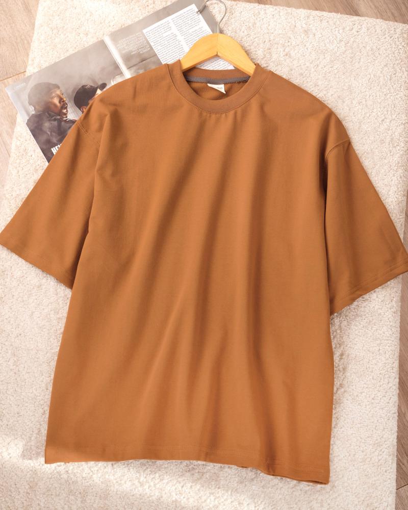 تیشرت مردانه دارچینی کد 27345