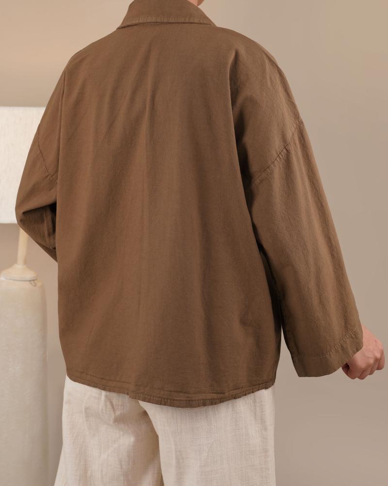 شومیز لینن دارچینی کد 29357