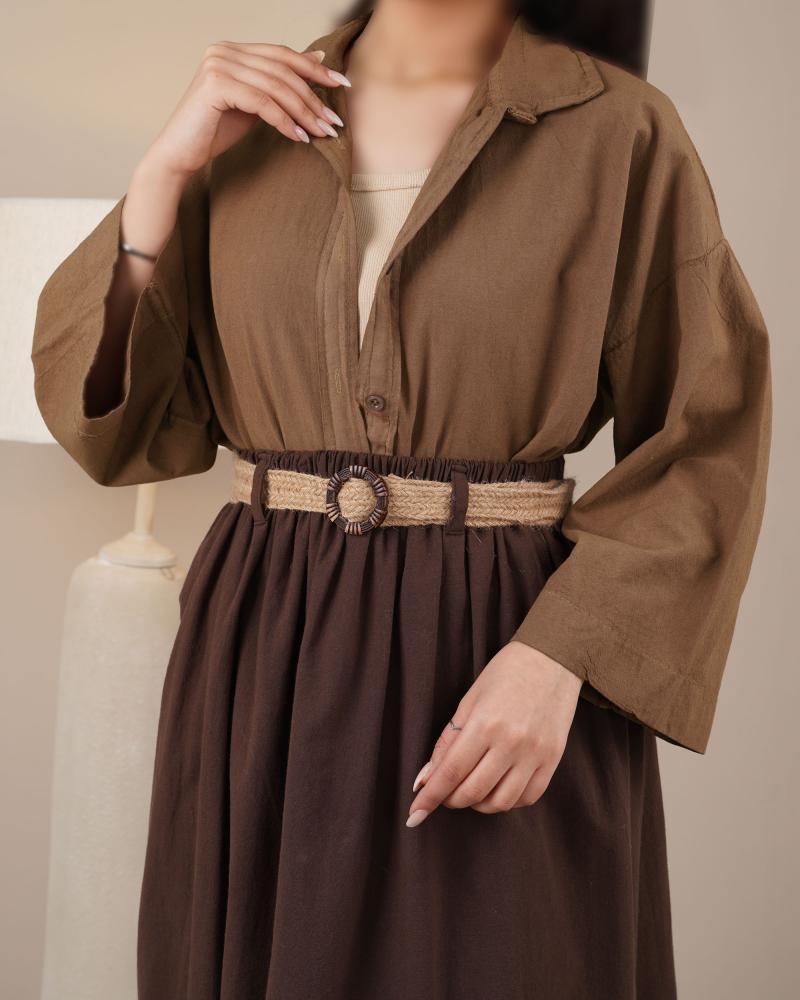 شومیز لینن دارچینی کد 29357