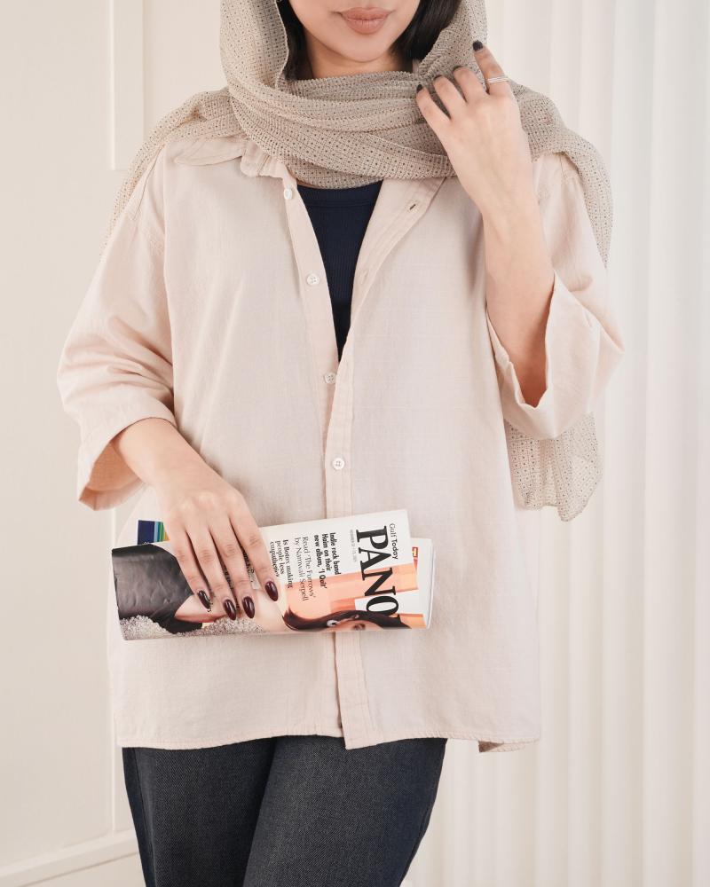 شومیز لینن صورتی کد 27358