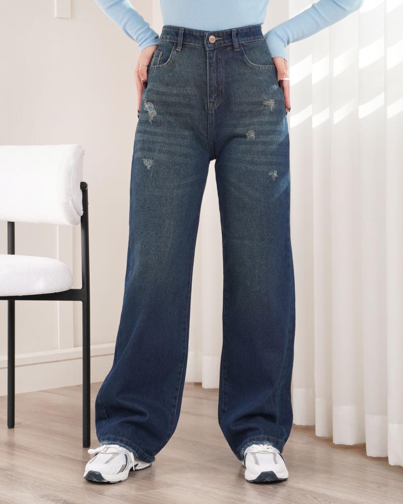 شلوار جین نیم بگ روشنک کد 40358