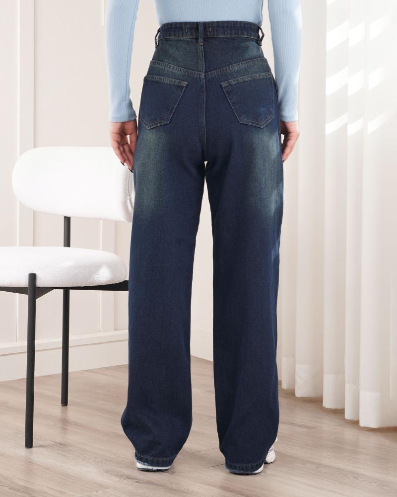 شلوار جین نیم بگ روشنک کد 40358