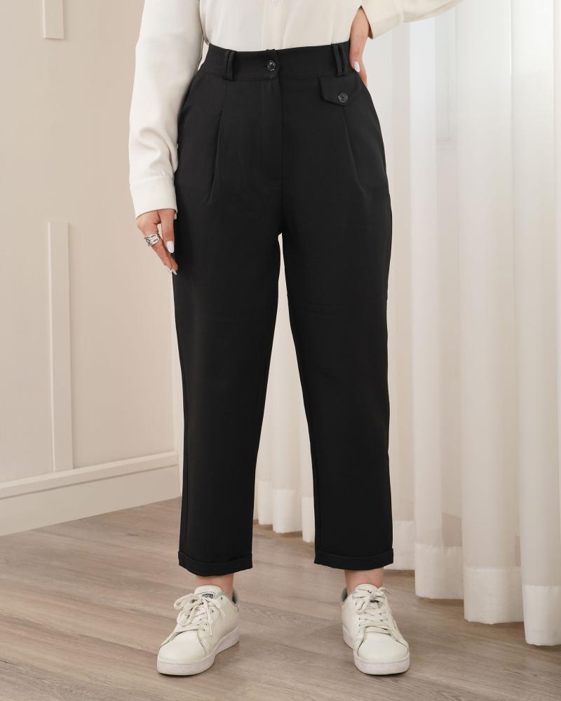 شلوار واید پاکتی مشکی کد 26404