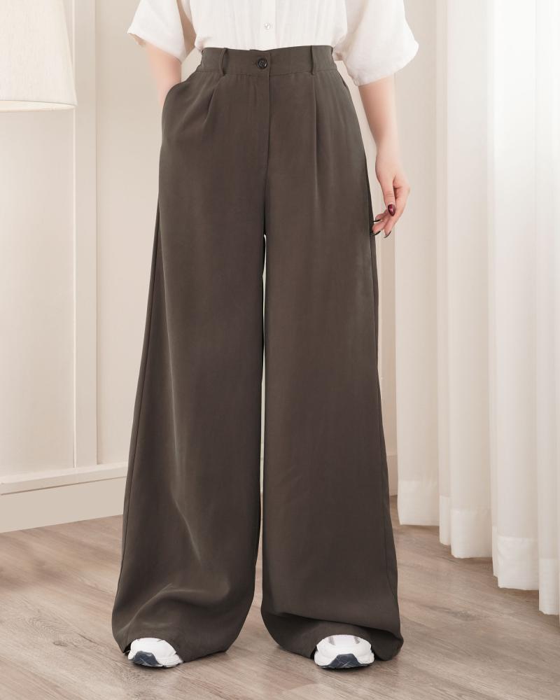 شلوار بگ سیلک قهوه ای کد 27417