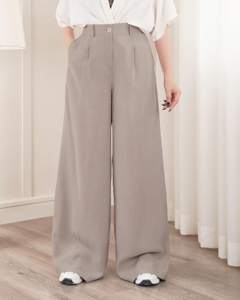 شلوار بگ سیلک خاکی کد 27421