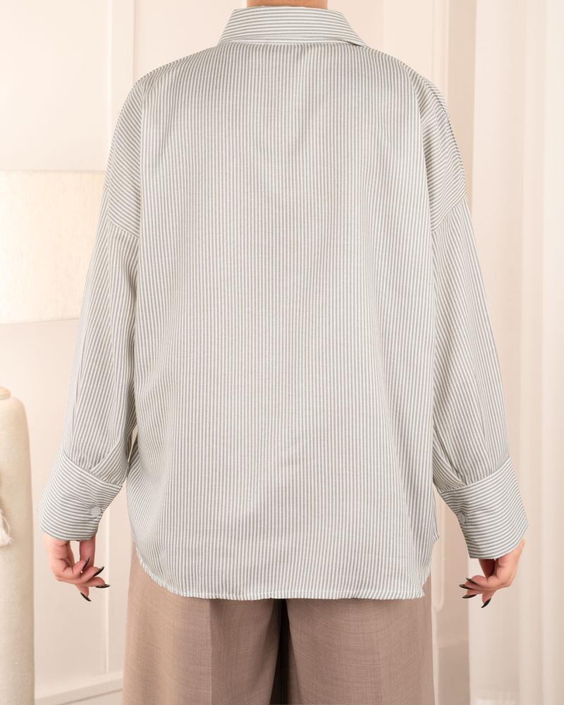 شومیز راه راه طوسی کد 27419