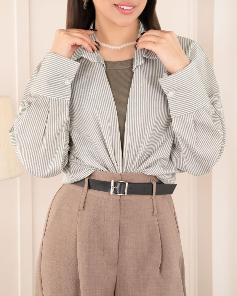 شومیز راه راه طوسی کد 27419