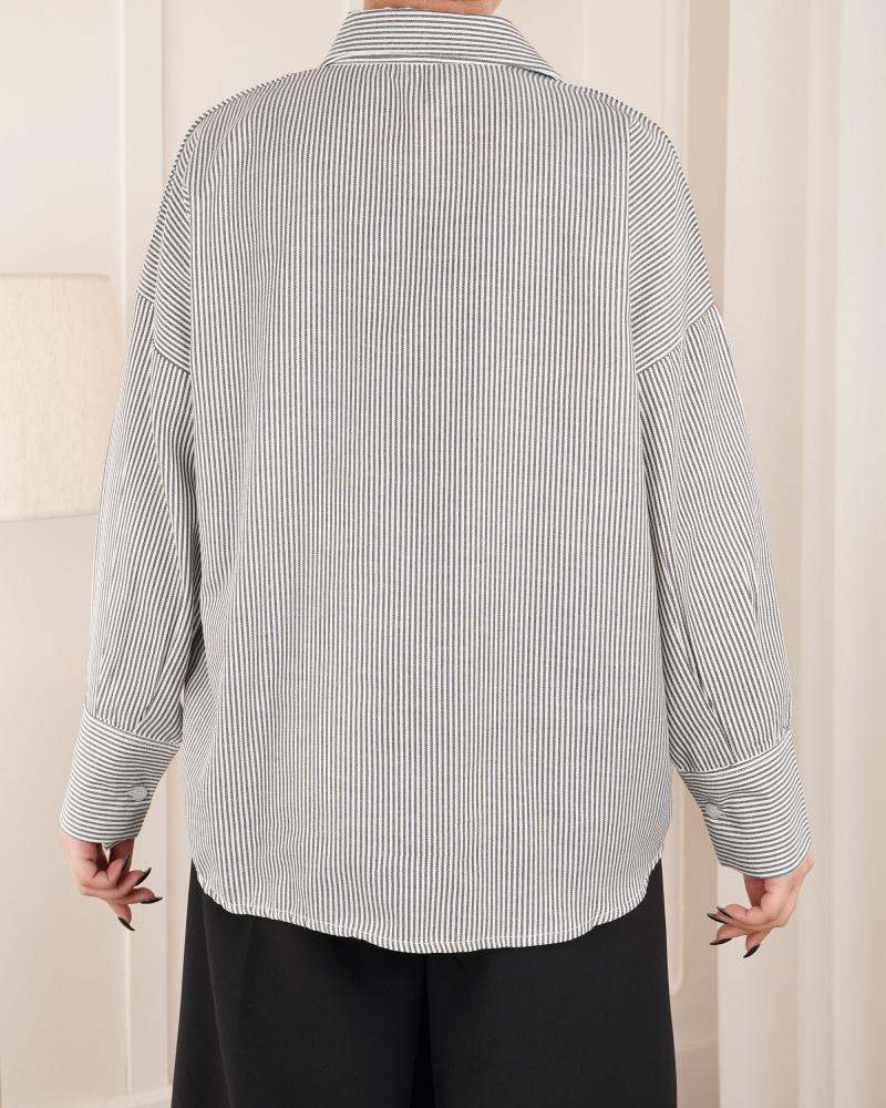 شومیز راه راه مشکی کد 27422