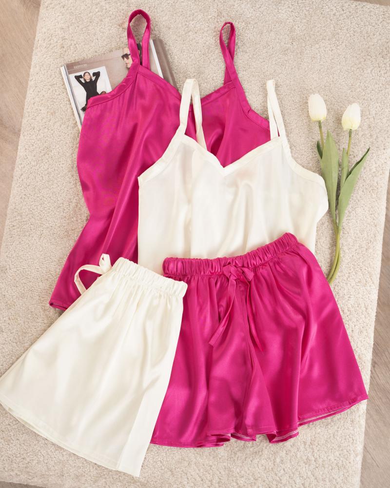 ست تاپ و شلوارک ساتن کد 27425