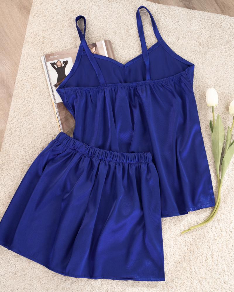 ست تاپ و شلوارک ساتن کد 27425