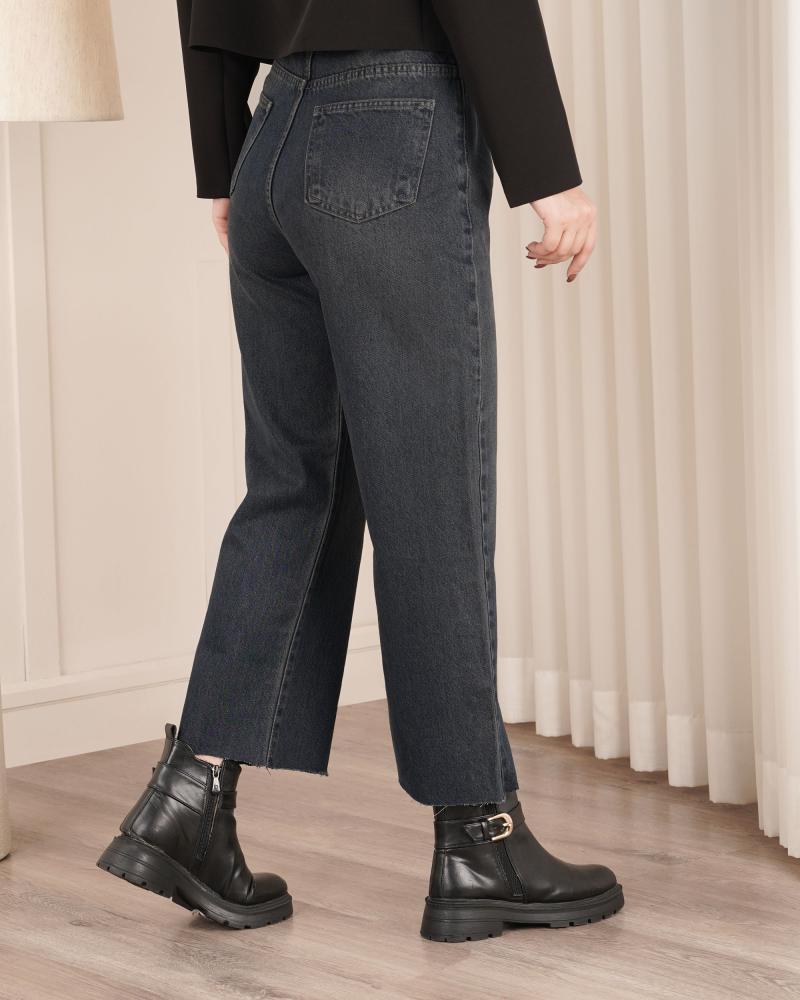 شلوار جین واید سرمه ای کد 1128